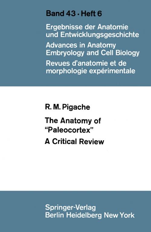 Cover of the book The Anatomy of “Paleocortex” by Robert M. Pigache, Springer Berlin Heidelberg