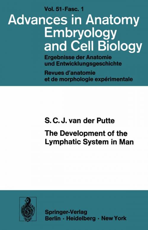 Cover of the book The Development of the Lymphatic System in Man by S.C.J. van der Putte, Springer Berlin Heidelberg