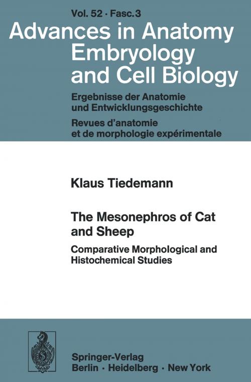 Cover of the book The Mesonephros of Cat and Sheep by K. Tiedemann, Springer Berlin Heidelberg