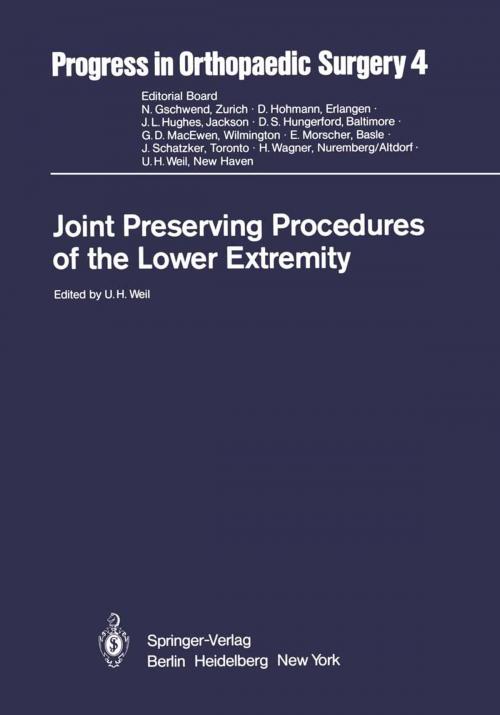 Cover of the book Joint Preserving Procedures of the Lower Extremity by J. U. Baumann, H. Judet, J. Judet, P. Maquet, R. Schneider, A. Schreiber, K. Schürmann, H. Wagner, Springer Berlin Heidelberg
