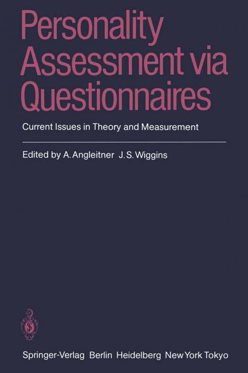 Cover of the book Personality Assessment via Questionnaires by , Springer Berlin Heidelberg
