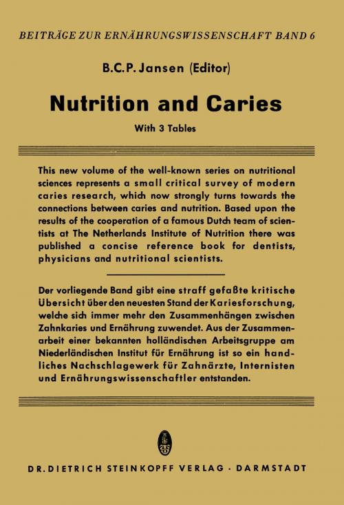Cover of the book Nutrition and Caries by R. Luyken, M. Nederveen-Fenenga, L.M. Dalderup, Steinkopff