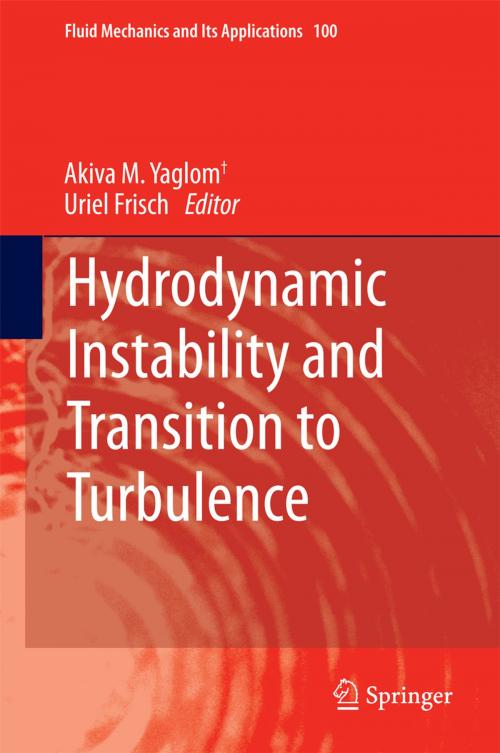 Cover of the book Hydrodynamic Instability and Transition to Turbulence by Akiva M. Yaglom, Springer Netherlands