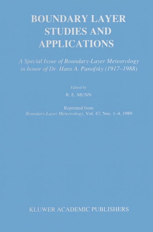Cover of the book Boundary Layer Studies and Applications by , Springer Netherlands