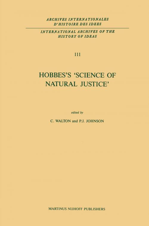 Cover of the book Hobbes’s ‘Science of Natural Justice’ by , Springer Netherlands