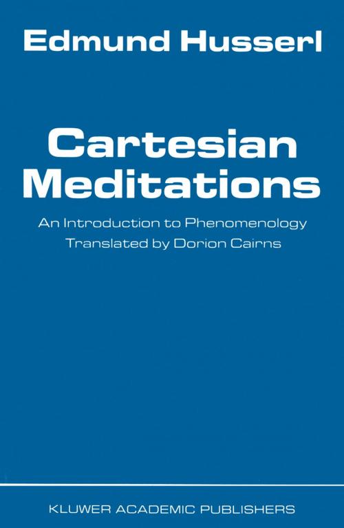 Cover of the book Cartesian Meditations by Edmund Husserl, Springer Netherlands