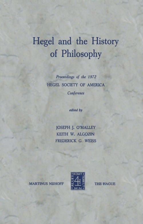 Cover of the book Hegel and the History of Philosophy by , Springer Netherlands
