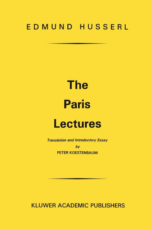 Cover of the book The Paris Lectures by Edmund Husserl, Springer Netherlands