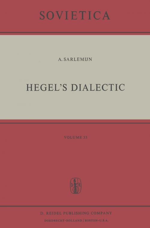 Cover of the book Hegel’s Dialectic by A. Sarlemijn, Springer Netherlands