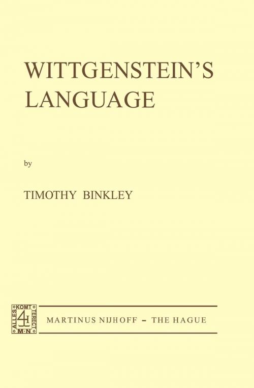 Cover of the book Wittgenstein’s Language by T. Binkley, Springer Netherlands