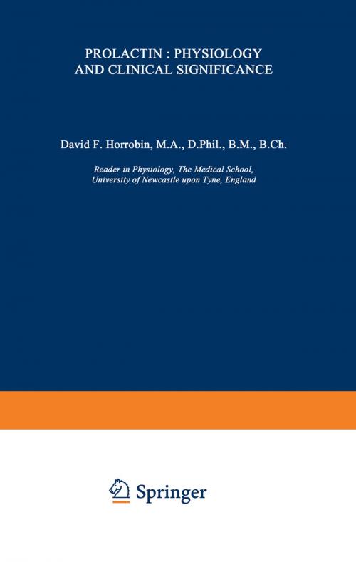 Cover of the book Prolactin: Physiology and Clinical Significance by D.F. Horrobin, Springer Netherlands