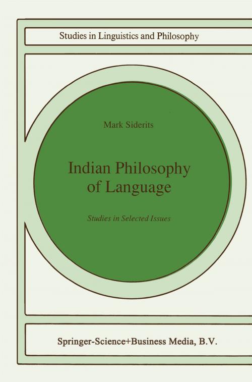 Cover of the book Indian Philosophy of Language by Mark Siderits, Springer Netherlands