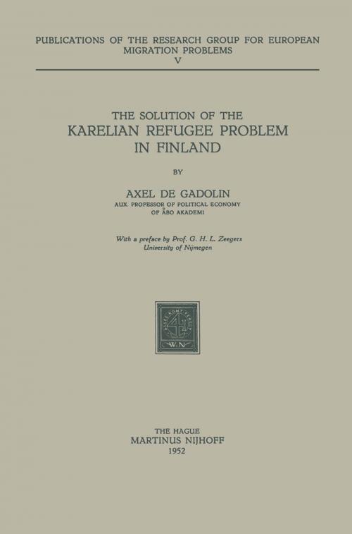 Cover of the book The Solution of the Karelian Refugee Problem in Finland by A. De Gadolin, Springer Netherlands
