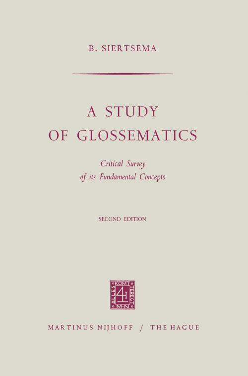 Cover of the book A study of glossematics by B. Siertsema, Springer Netherlands