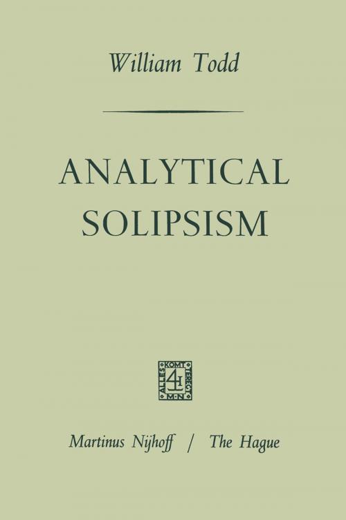 Cover of the book Analytical Solipsism by William Lewis Todd, Springer Netherlands