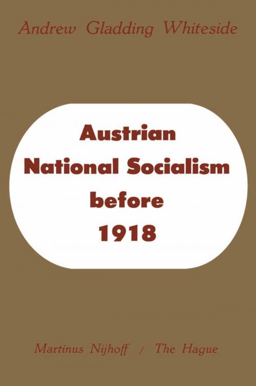 Cover of the book Austrian National Socialism before 1918 by Andrew Gladding Whiteside, Springer Netherlands