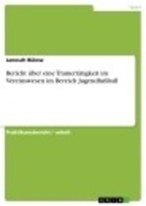 Book cover of Bericht über eine Trainertätigkeit im Vereinswesen im Bereich Jugendfußball