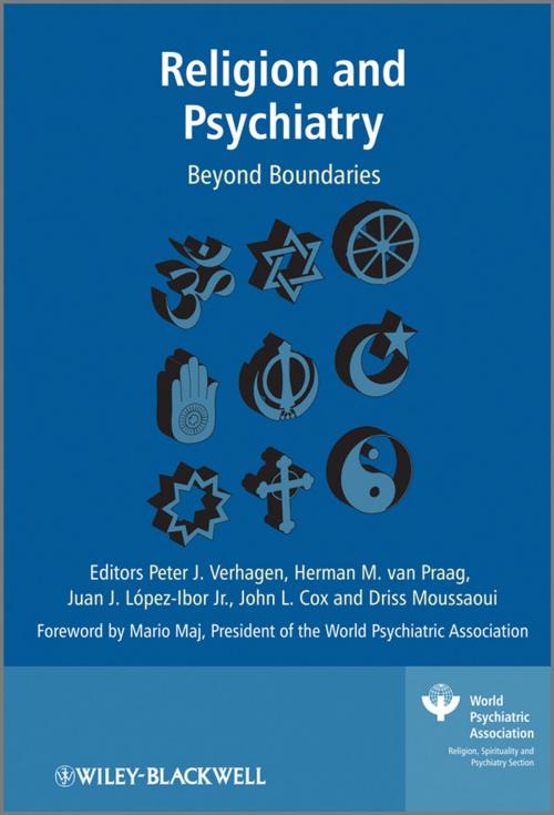 Cover of the book Religion and Psychiatry by Peter Verhagen, Herman M. Van Praag, John Cox, Driss Moussaoui, Juan José López-Ibor, Wiley