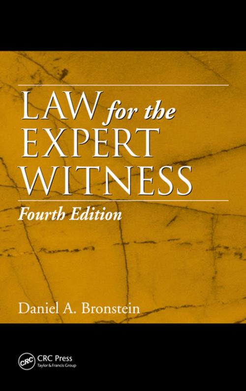 Cover of the book Law for the Expert Witness by Daniel A. Bronstein, CRC Press