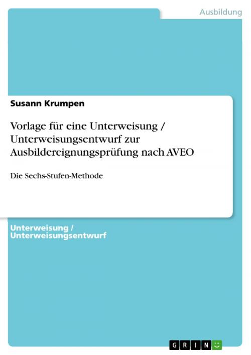 Cover of the book Vorlage für eine Unterweisung / Unterweisungsentwurf zur Ausbildereignungsprüfung nach AVEO by Susann Krumpen, GRIN Verlag