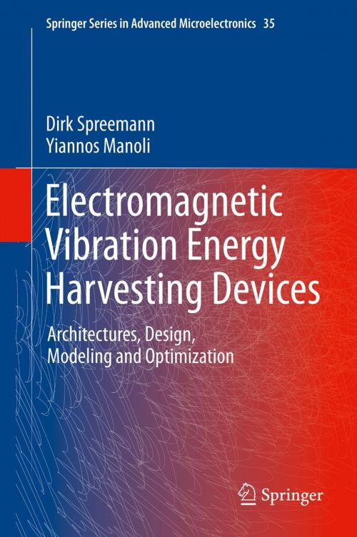 Cover of the book Electromagnetic Vibration Energy Harvesting Devices by Dirk Spreemann, Yiannos Manoli, Springer Netherlands