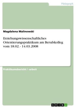 Book cover of Erziehungswissenschaftliches Orientierungspraktikum am Berufskolleg vom 18.02. - 14.03.2008