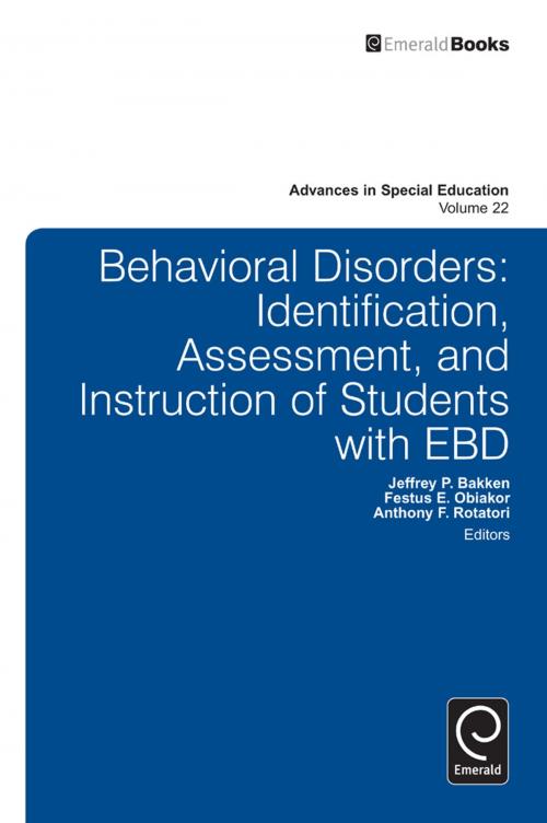 Cover of the book Behavioral Disorders by Anthony F. Rotatori, Emerald Group Publishing Limited