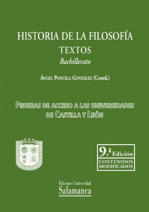 Cover of the book HISTORIA DE LA FILOSOFÍA. TEXTOS (9ª EDICIÓN) by Ángel PONCELA GONZÁLEZ, UNIVERSIDAD DE SALAMANCA