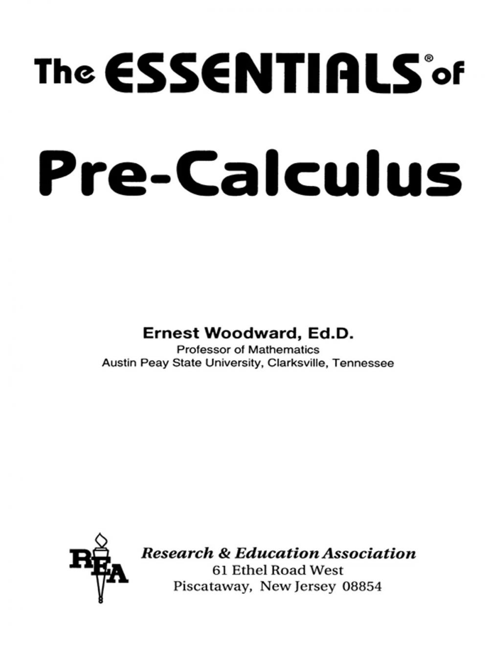 Big bigCover of Pre-Calculus Essentials