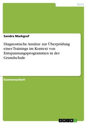 Cover of the book Diagnostische Ansätze zur Überprüfung eines Trainings im Kontext von Entspannungsprogrammen in der Grundschule by Sebastian Hünninger