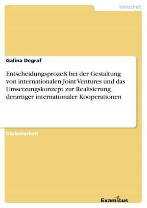 Cover of the book Entscheidungsprozeß bei der Gestaltung von internationalen Joint Ventures und das Umsetzungskonzept zur Realisierung derartiger internationaler Kooperationen by Jens Schiffgens