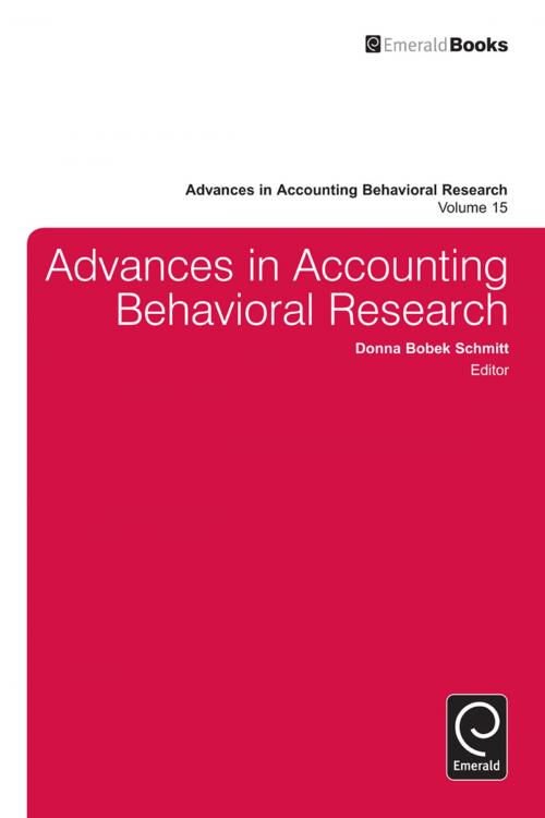 Cover of the book Advances in Accounting Behavioral Research by Vicky Arnold, Emerald Group Publishing Limited