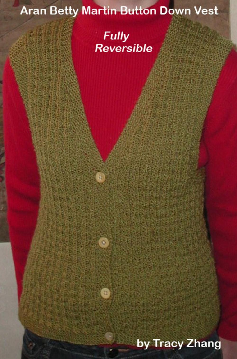 Big bigCover of Aran Betty Martin Button Down Vest Fully Reversible Knitting Pattern