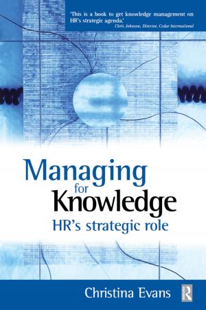 Cover of the book Managing for Knowledge - HR's Strategic Role by John Anderson