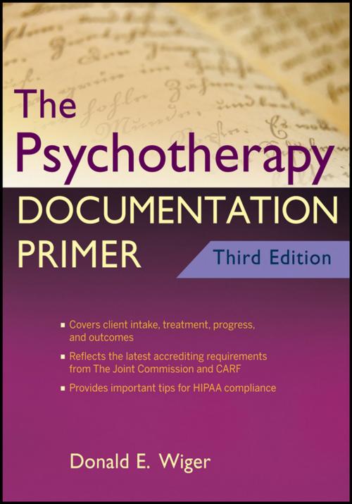 Cover of the book The Psychotherapy Documentation Primer by Donald E. Wiger, Wiley