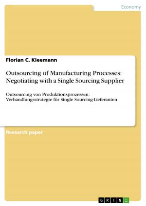 Cover of the book Outsourcing of Manufacturing Processes: Negotiating with a Single Sourcing Supplier by Marion Zimmermann
