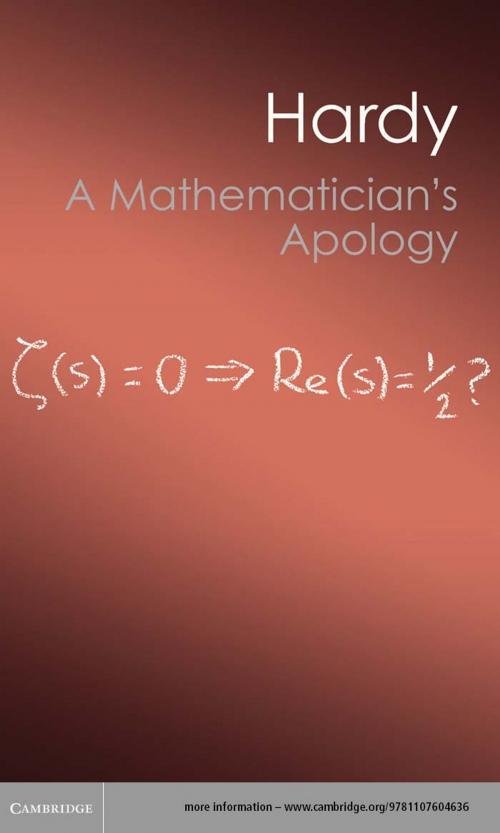Cover of the book A Mathematician's Apology by G. H. Hardy, Cambridge University Press