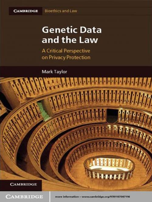 Cover of the book Genetic Data and the Law by Mark Taylor, Cambridge University Press