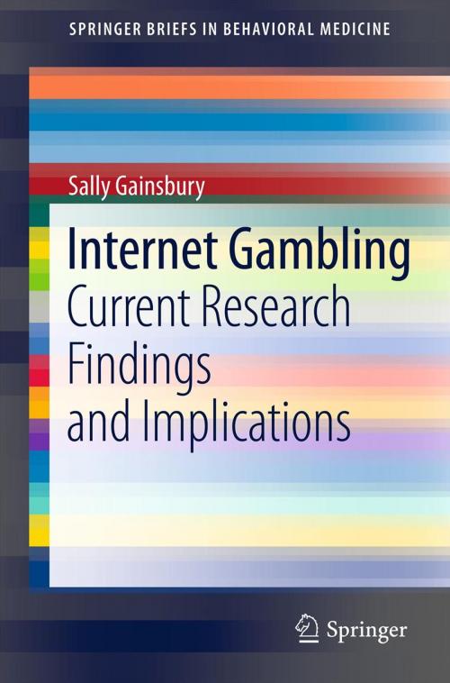 Cover of the book Internet Gambling by Sally Gainsbury, Springer New York
