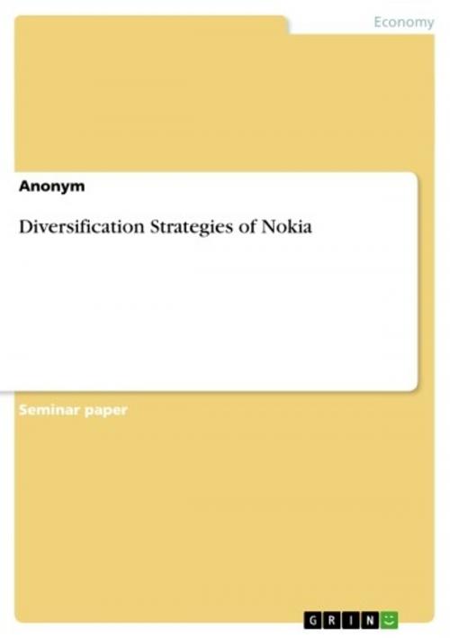 Cover of the book Diversification Strategies of Nokia by Anonymous, GRIN Publishing