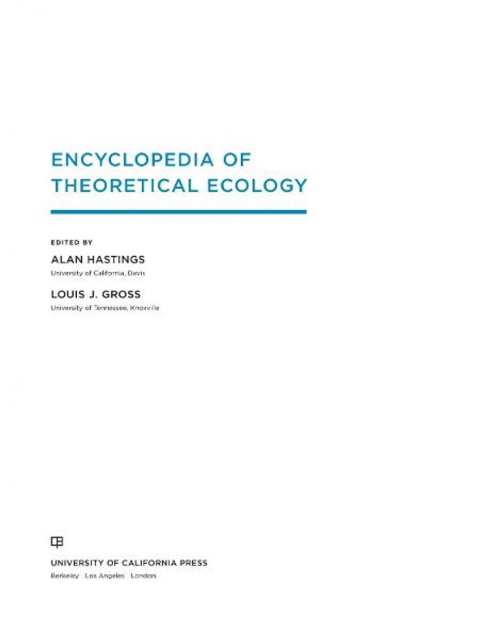 Big bigCover of Encyclopedia of Theoretical Ecology