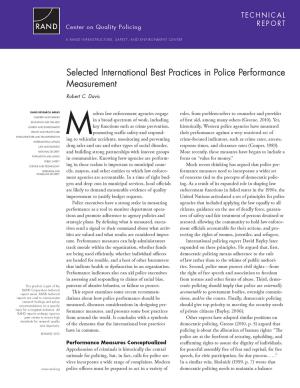 Cover of the book Selected International Best Practices in Police Performance Measurement by Keith Crane, James Dobbins, Laurel E. Miller, Charles P. Ries, Christopher S. Chivvis