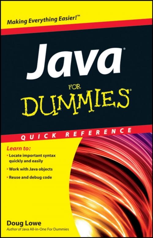 Cover of the book Java For Dummies Quick Reference by Doug Lowe, Wiley