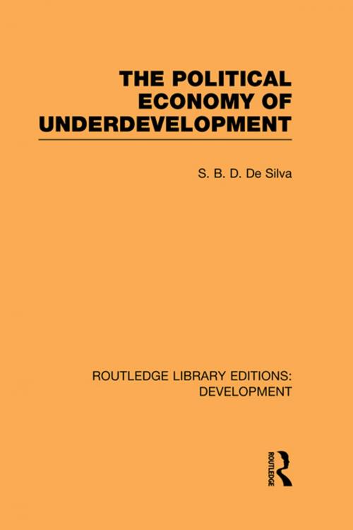 Cover of the book The Political Economy of Underdevelopment by S. B. D. de Silva, Taylor and Francis