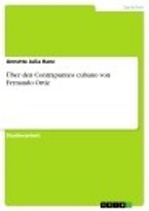 Cover of the book Über den Contrapunteo cubano von Fernando Ortiz by Annette Julia Ranz, GRIN Verlag