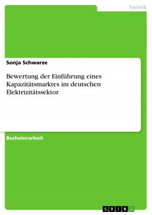 Cover of the book Bewertung der Einführung eines Kapazitätsmarktes im deutschen Elektrizitätssektor by Christian Schmitt
