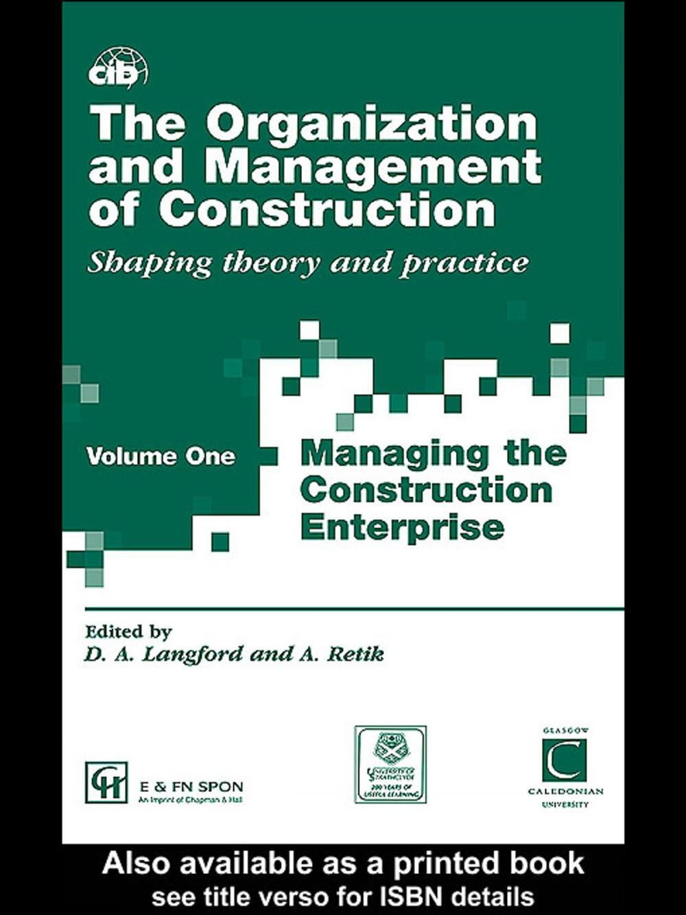 Big bigCover of The Organization and Management of Construction