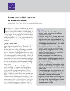 Cover of the book Libya's Post-Qaddafi Transition by Martin C. Libicki, Lillian Ablon, Tim Webb