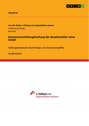 Cover of the book Existenzvernichtungshaftung der Gesellschafter einer GmbH by Jens Becker