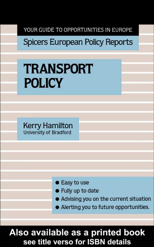 Cover of the book Transport Policy by Kerry Hamilton, Taylor and Francis